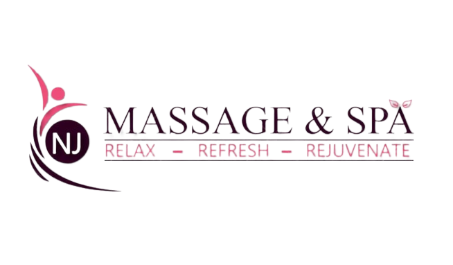 luxorious logo of NJ Spa with the text Massage & Spa